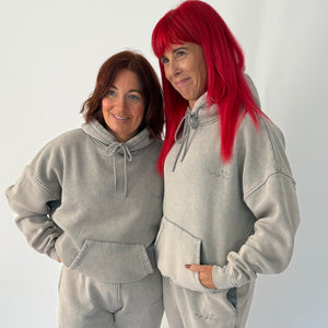 r.e.b.l Signature Cool Grey Acid Wash Luxe Hoodie