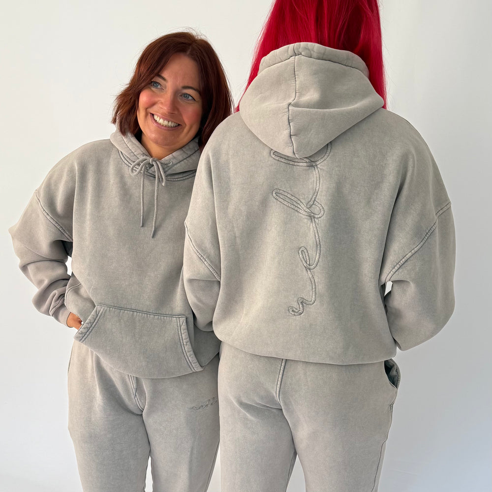 r.e.b.l Signature Cool Grey Acid Wash Luxe Hoodie