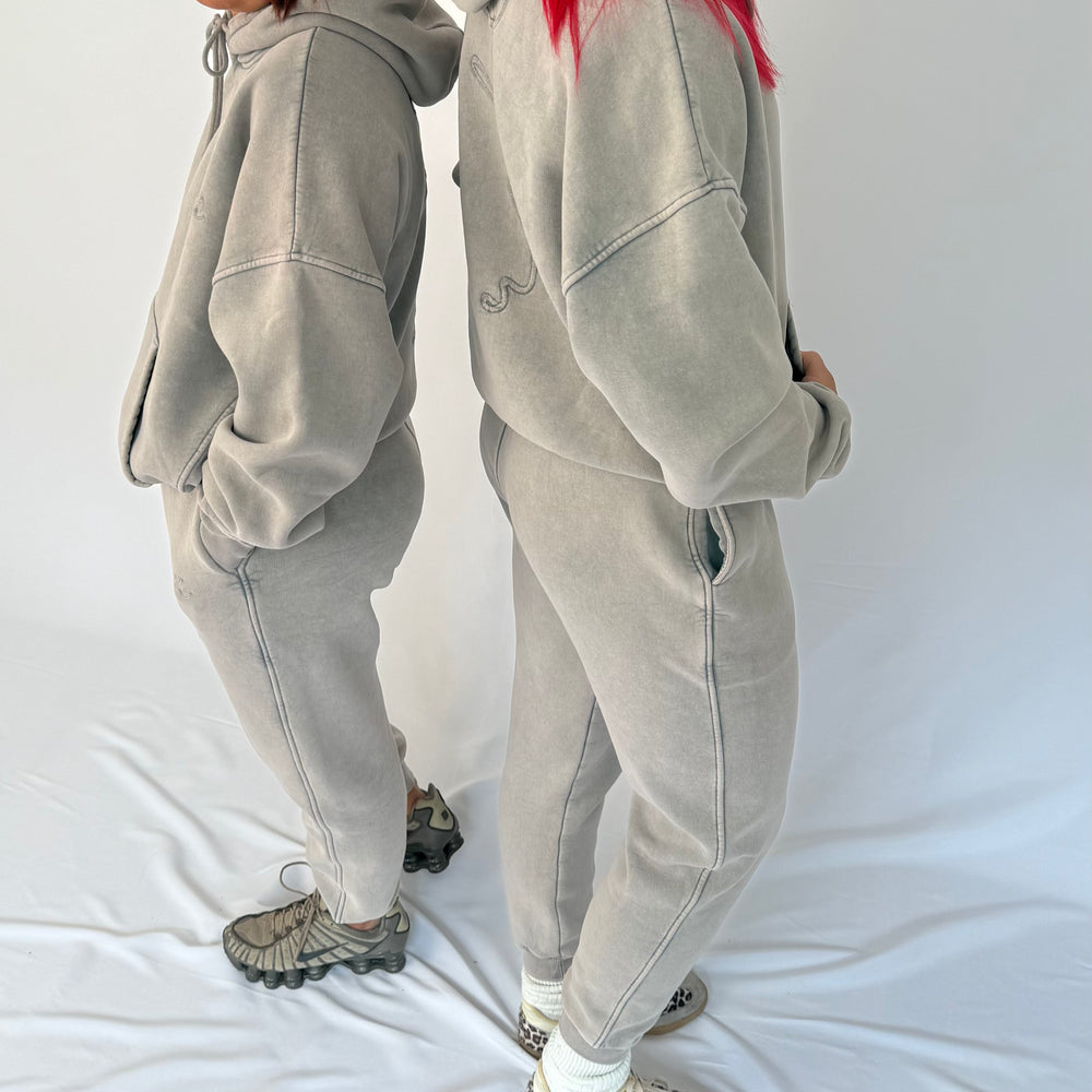 r.e.b.l Signature Cool Grey Acid Wash Joggers