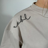 Load image into Gallery viewer, r.e.b.l Greige Crewneck &#39;Boxy Edit&#39; Crop T-Shirt
