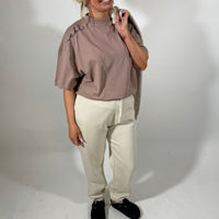 Load image into Gallery viewer, r.e.b.l Mocha Crewneck 'Boxy Edit' T-Shirt
