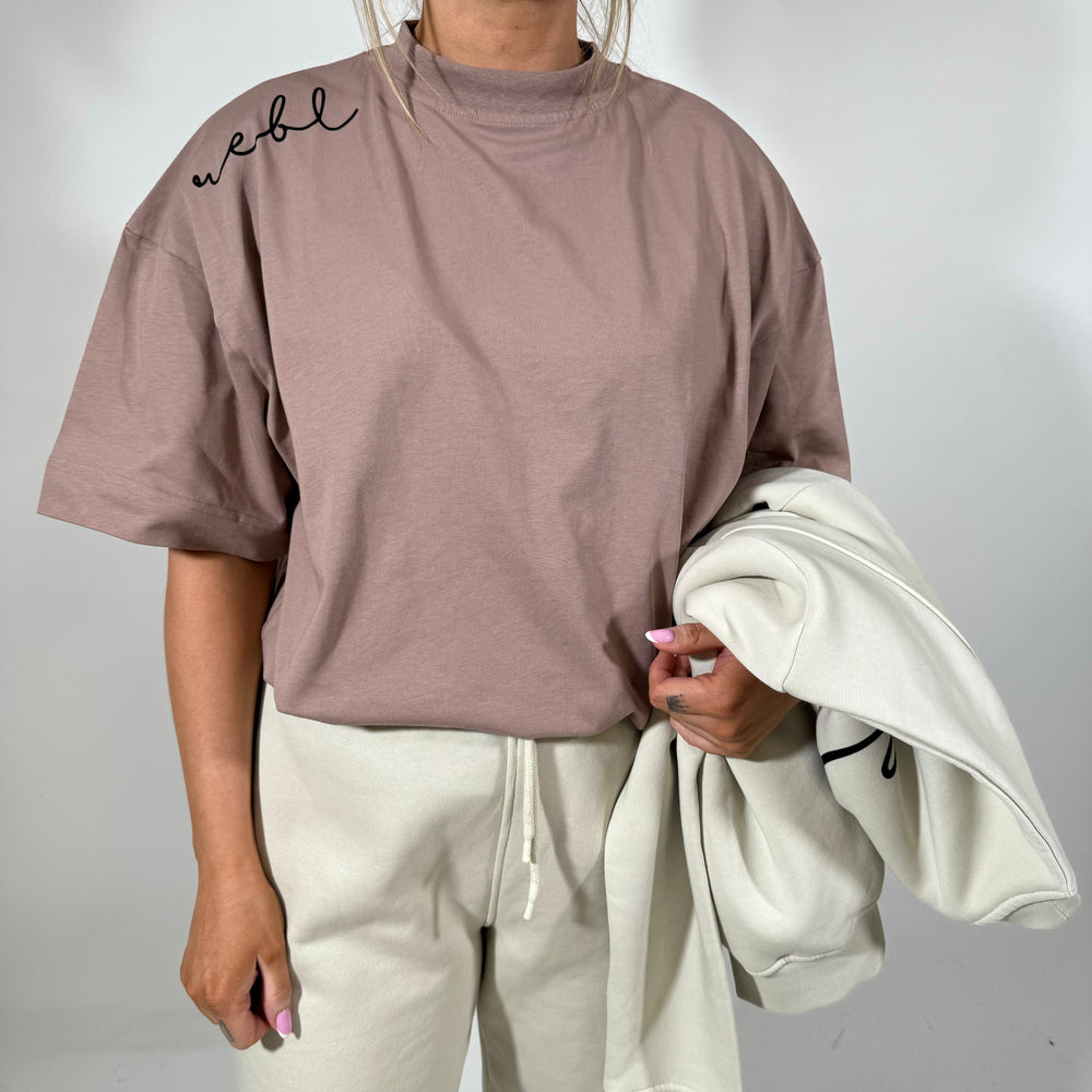 r.e.b.l Mocha Crewneck 'Boxy Edit' T-Shirt