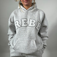 Load image into Gallery viewer, r.e.b.l Grey Signature Luxe University Style Hoodie **Pre-order - Shipping September 2024**
