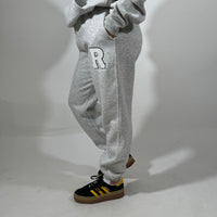 Load image into Gallery viewer, r.e.b.l Grey Signature Luxe University Style Joggers **Pre-order - Shipping September 2024**
