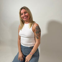 Load image into Gallery viewer, The r.e.b.l Racer&#39;s - Luxe White Racerback Vest Top
