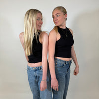 Load image into Gallery viewer, The r.e.b.l Racer's - Luxe Black Racerback Vest Top
