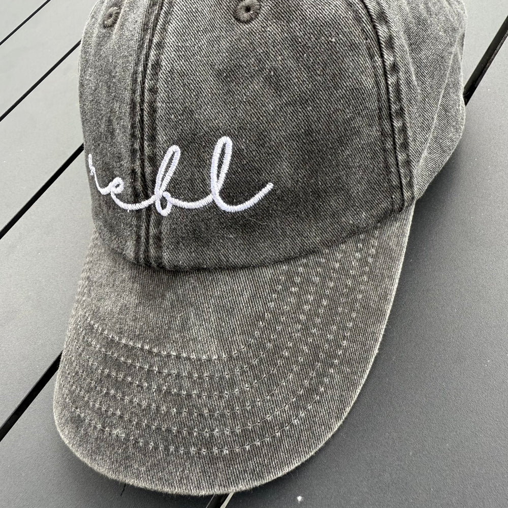 REBL 'OG Logo' Low Profile Cap in WASHED BLACK