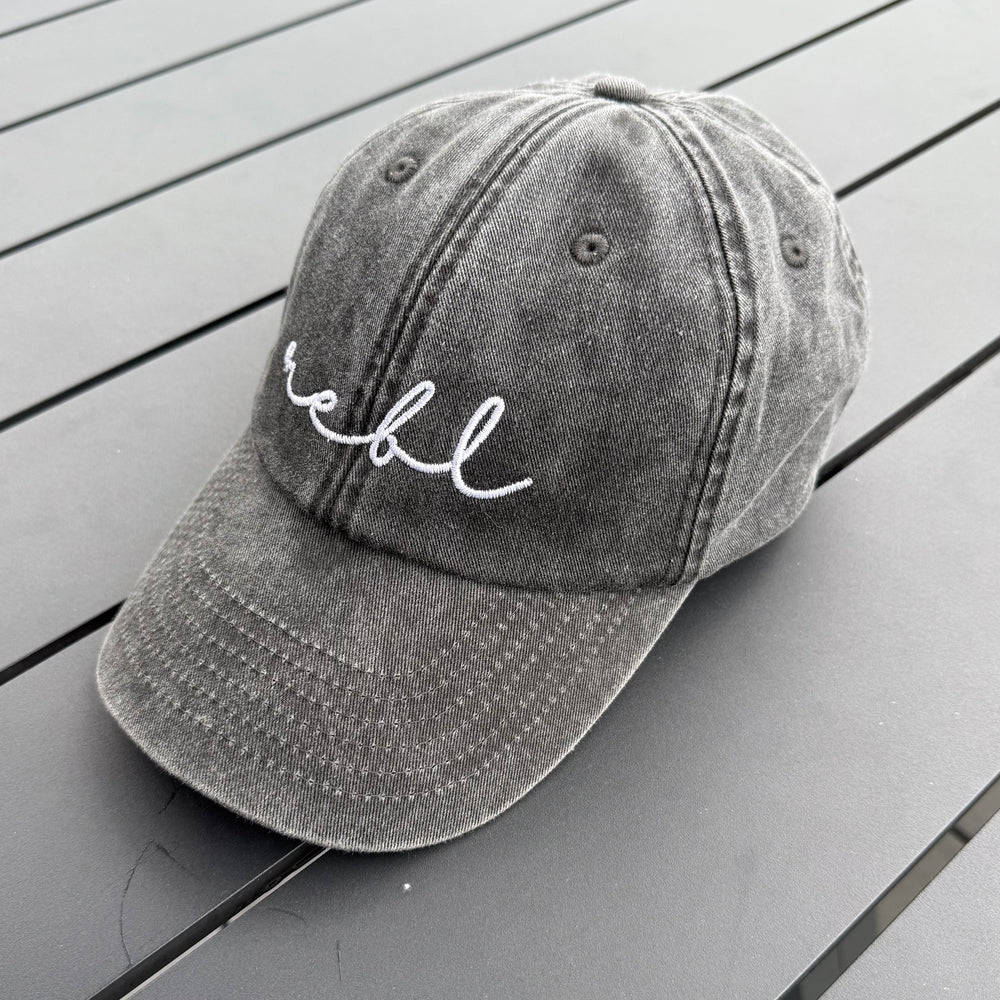 REBL 'OG Logo' Low Profile Cap in WASHED BLACK