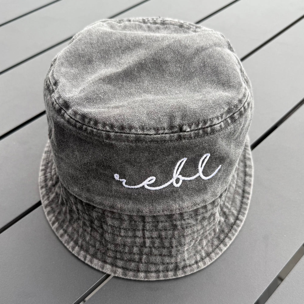 REBL 'OG Logo' Bucket Hat in WASHED BLACK
