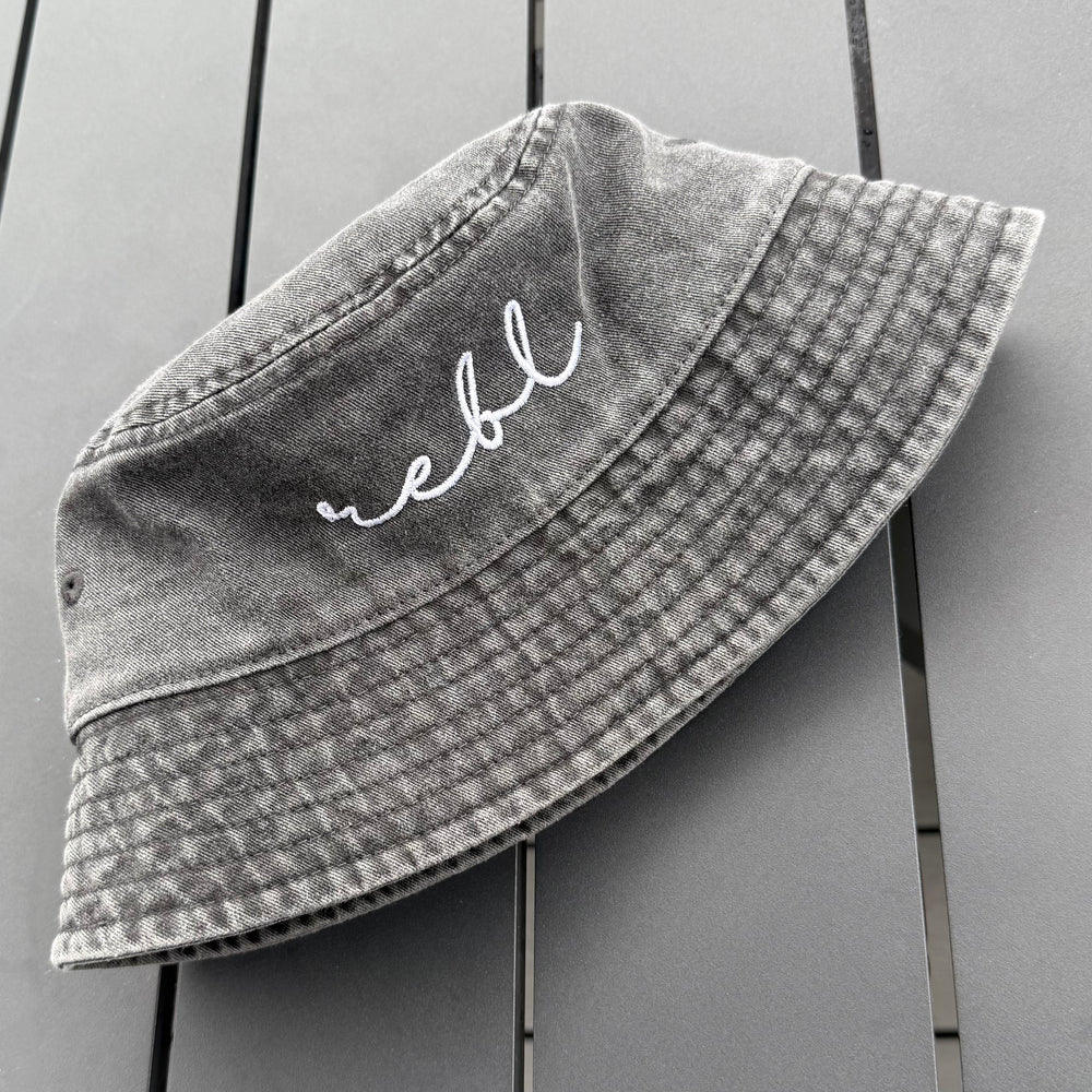 REBL 'OG Logo' Bucket Hat in WASHED BLACK