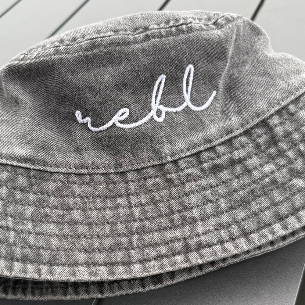 REBL 'OG Logo' Bucket Hat in WASHED BLACK