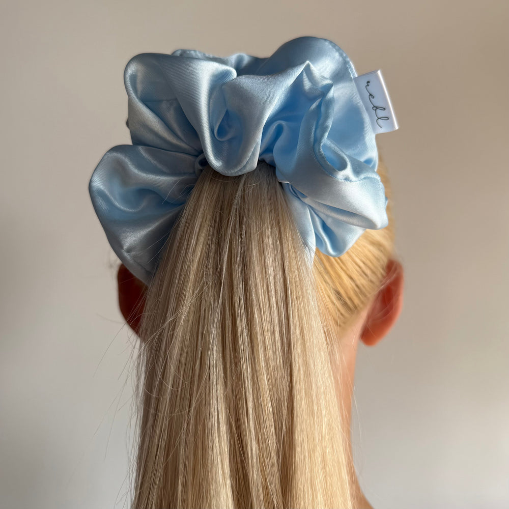 REBL Statement Silk Scrunchie BUNDLE OF 3 in Hot Pink, Icy Blue & Apricot