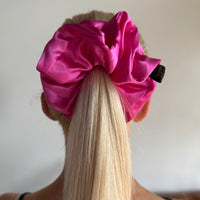 Load image into Gallery viewer, REBL Statement Silk Scrunchie BUNDLE OF 3 in Hot Pink, Icy Blue &amp; Apricot
