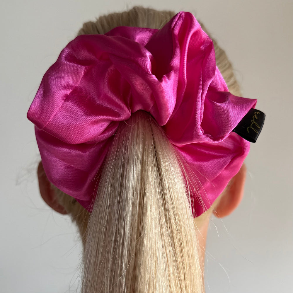 REBL Statement Silk Scrunchie in Hot Pink