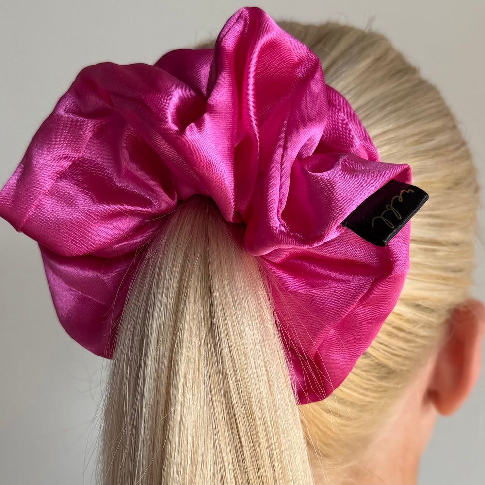 REBL Statement Silk Scrunchie in Hot Pink