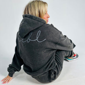 *** PRE ORDER ITEM *** r.e.b.l Signature Blackened Pearl Acid Wash Luxe Hoodie