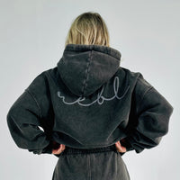 Load image into Gallery viewer, *** PRE ORDER ITEM *** r.e.b.l Signature Blackened Pearl Acid Wash Luxe Hoodie
