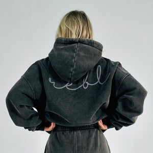 *** PRE ORDER ITEM *** r.e.b.l Signature Blackened Pearl Acid Wash Luxe Hoodie