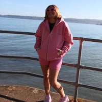 Load image into Gallery viewer, r.e.b.l Signature Bubblegum Pink Washed Full Zip Luxe Hoodie
