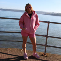 Load image into Gallery viewer, r.e.b.l Signature Bubblegum Pink Washed Full Zip Luxe Hoodie
