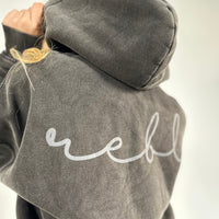 Load image into Gallery viewer, *** PRE ORDER ITEM *** r.e.b.l Signature Blackened Pearl Acid Wash Luxe Hoodie

