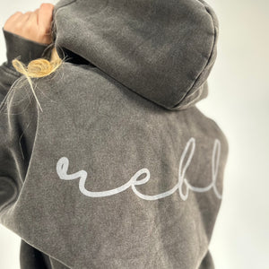 *** PRE ORDER ITEM *** r.e.b.l Signature Blackened Pearl Acid Wash Luxe Hoodie