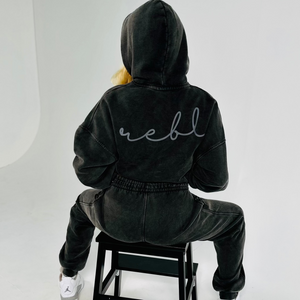 r.e.b.l Signature Blackened Pearl Acid Wash Luxe Hoodie