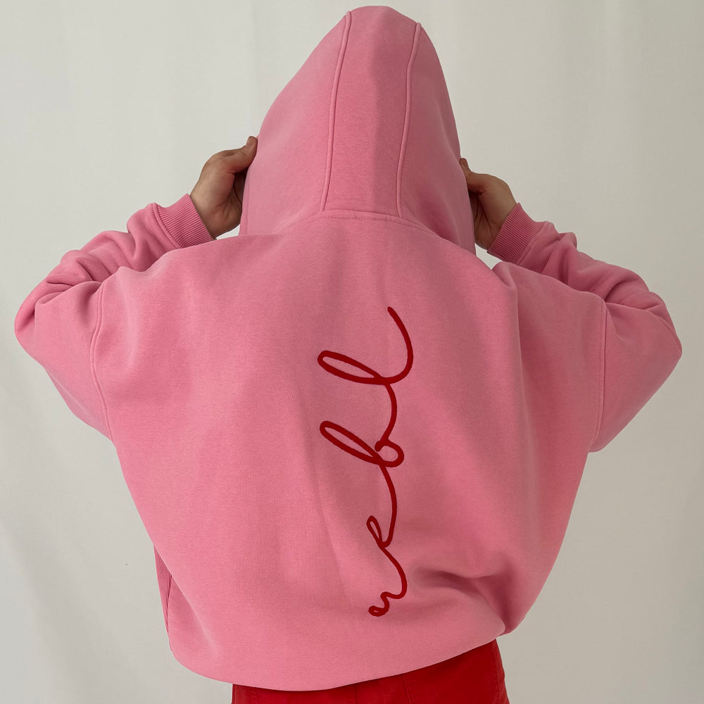 r.e.b.l Signature Bubblegum Pink Washed Full Zip Luxe Hoodie