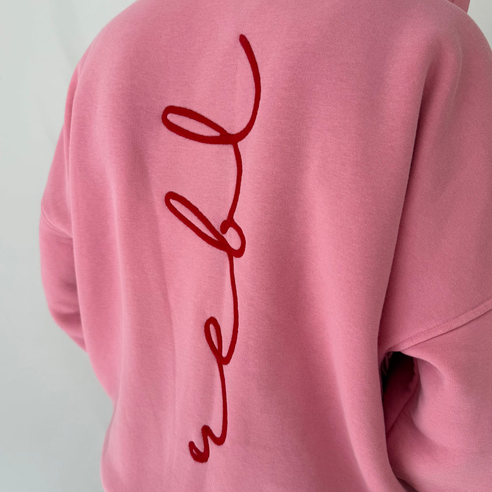 r.e.b.l Signature Bubblegum Pink Washed Full Zip Luxe Hoodie