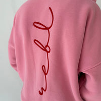 Load image into Gallery viewer, r.e.b.l Signature Bubblegum Pink Washed Full Zip Luxe Hoodie
