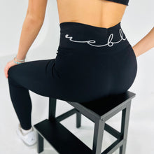Load image into Gallery viewer, Luxe r.e.b.l High Waisted Ribbed Black Leggings

