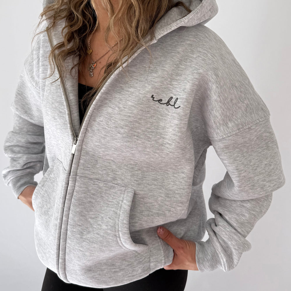 *** PRE ORDER ITEM *** r.e.b.l Signature Marl Grey Full Zip Luxe Hoodie