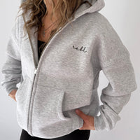 Load image into Gallery viewer, *** PRE ORDER ITEM *** r.e.b.l Signature Marl Grey Full Zip Luxe Hoodie
