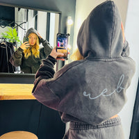 Load image into Gallery viewer, *** PRE ORDER ITEM *** r.e.b.l Signature Blackened Pearl Acid Wash Luxe Hoodie
