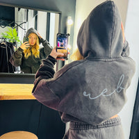 Load image into Gallery viewer, r.e.b.l Signature Blackened Pearl Acid Wash Luxe Hoodie
