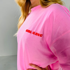 r.e.b.l Bubblegum Pink Girl Gang Oversized Tee